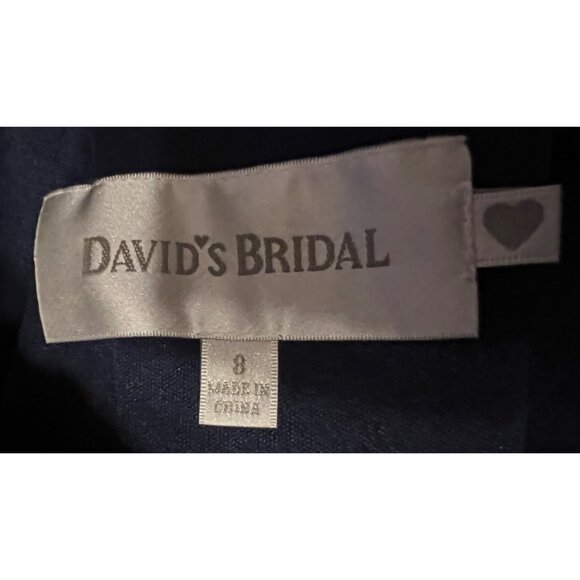 David's Bridal women's navy blue, mid-length formal dress, size 8,one shoulder, - Picture 6 of 10
